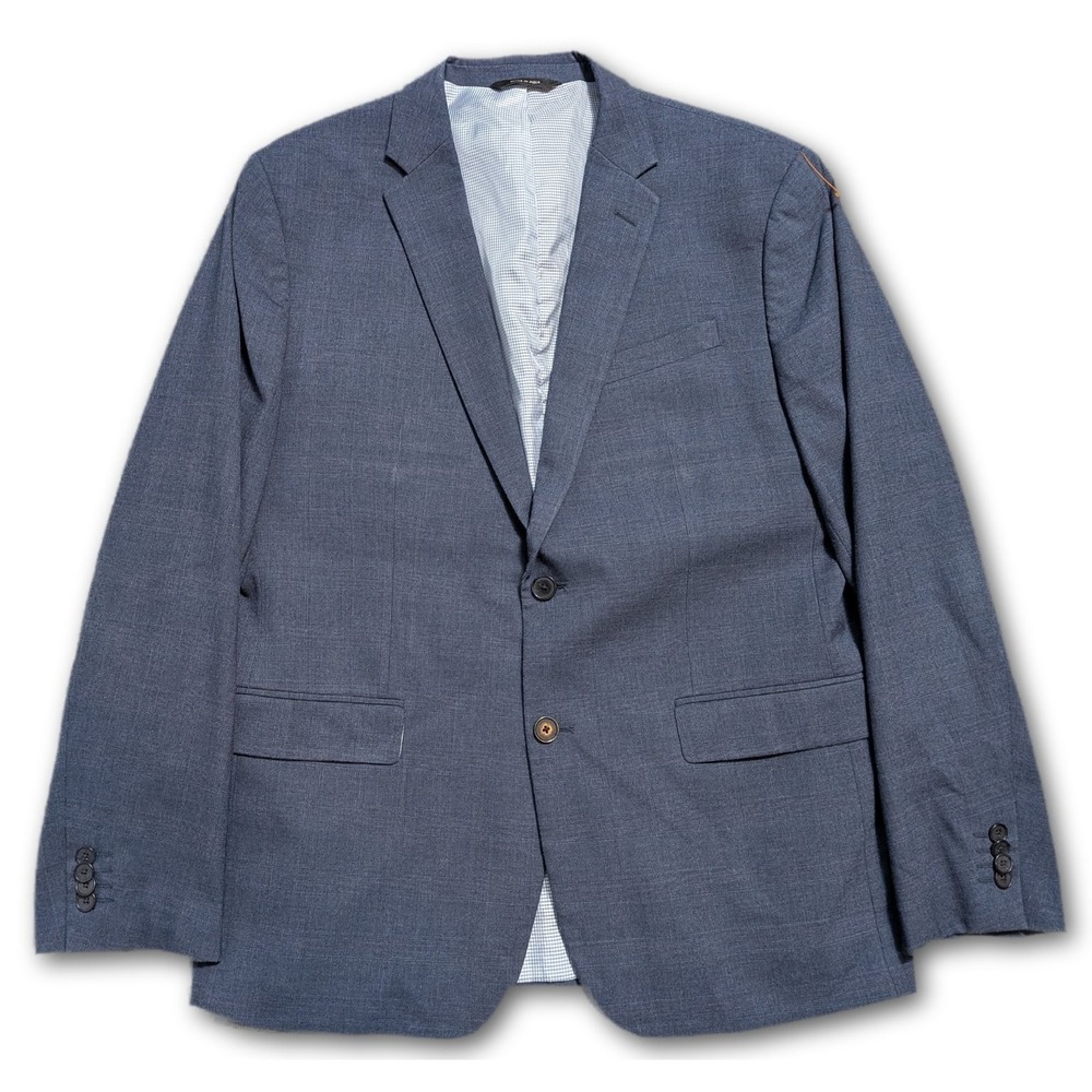 Banana Republic Mens 44R Blazer Blue Slim Fit Plaid Suit Jacket 792974